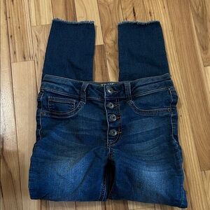 True Craft Indigo Blue Button-Fly Stretch Jeggings